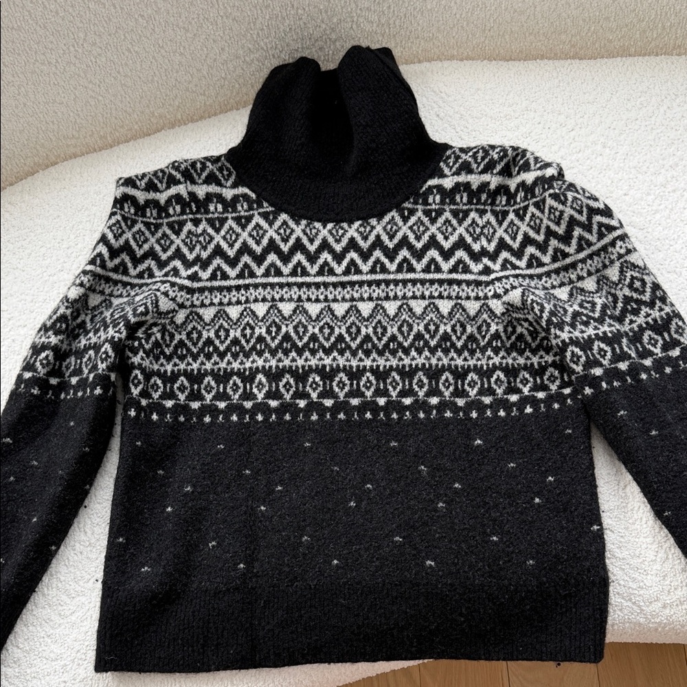 Generation Love Black and White Patterned Turtleneck Sweater